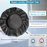3 Pcs Super Jumbo Adjustable Satin Lined Shower Caps for Long Hair & Braids, Extra Large Shower Cap for Women & Men, Reusable XL with Waterproof Edge for Dreadlocks, Locs (Black) - PHamily Hair Care