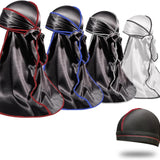 4PCS Silky Durags for Men Women 360 Waves with 1 Wave Cap, Silky Satin Durag Extra Long Tails - PHamily Hair Care