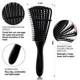 4Pcs Curly Hair Brush Set for Adult & Kids Wet or Dry, Detangling Brush for 3/4ABC Hair with Detangler Spray Bottle & Wide Tooth Comb (3+1, Black) - PHamily Hair Care