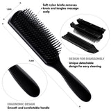 4Pcs Curly Hair Brush Set for Adult & Kids Wet or Dry, Detangling Brush for 3/4ABC Hair with Detangler Spray Bottle & Wide Tooth Comb (3+1, Black) - PHamily Hair Care