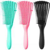 4Pcs Curly Hair Brush Set for Adult & Kids Wet or Dry, Detangling Brush for 3/4ABC Hair with Detangler Spray Bottle & Wide Tooth Comb (3+1, Black) - PHamily Hair Care