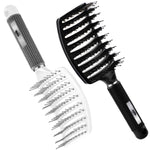 4Pcs Curly Hair Brush Set for Adult & Kids Wet or Dry, Detangling Brush for 3/4ABC Hair with Detangler Spray Bottle & Wide Tooth Comb (3+1, Black) - PHamily Hair Care