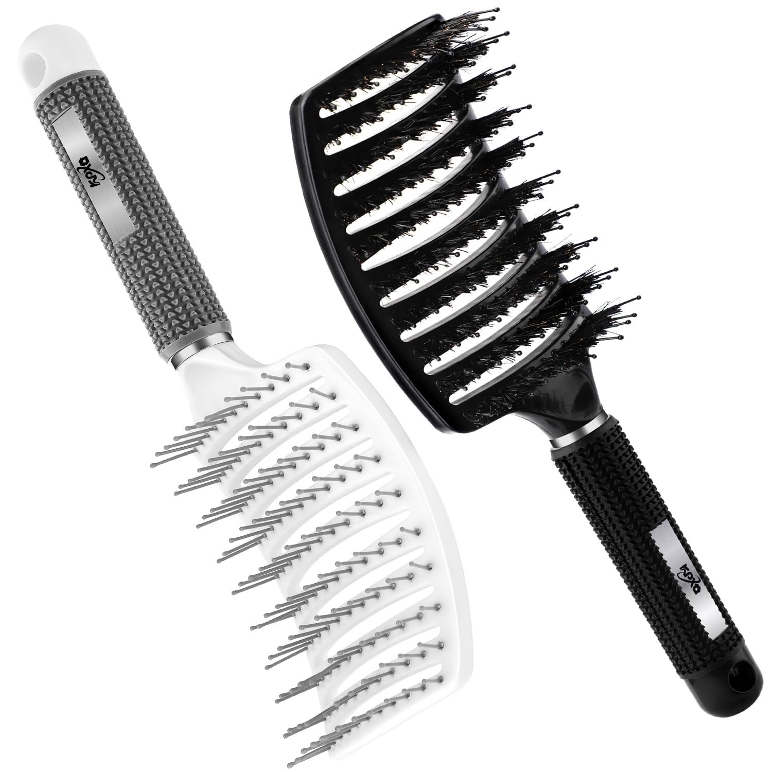 4Pcs Curly Hair Brush Set for Adult & Kids Wet or Dry, Detangling Brush for 3/4ABC Hair with Detangler Spray Bottle & Wide Tooth Comb (3+1, Black) - PHamily Hair Care