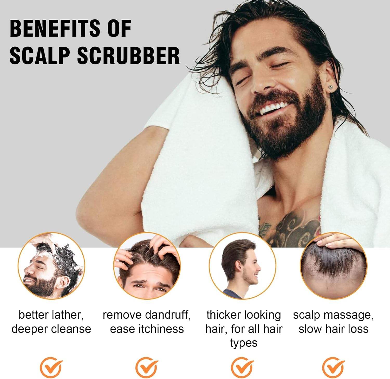 Scalp Massager Shampoo Brush for Men, Women, Boys, and Girls, Scalp ScHELP OUT YOUR HEAD: Want to keep your scalp happy and healthy? Check out our gentle scalp exfoliator brush designed for men. It's perfect for even the most sensitive, Bigger Coverage Shorter Washing Time, Hair Brush