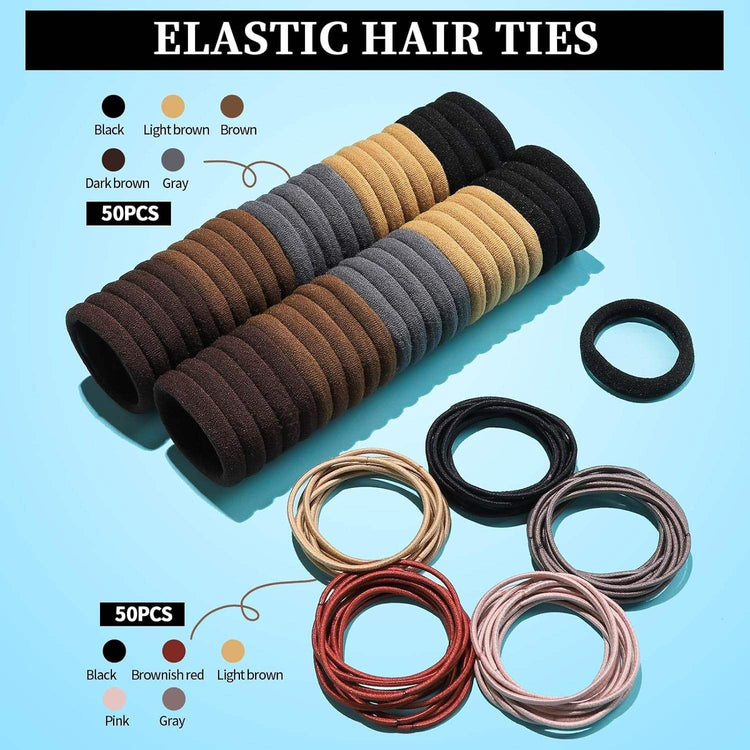 ALL-IN-ONE ACCESSORY KIT:  Elastic Hair Ties Kit, Hair Accessories forGreat Value Hair Ties Kit: Includes 900PCS rubber elastic hair bands( transparent, black and brown) and each color 300PCS + 15PCS 4mm black elastic hair ties + 50PCSElastic Hair Bands, Black Hair Ties, Cotton Hair Tie, Rubber Hair Bands, Hair Pins, Tie Hair Tools, Rat Tail Comb, Hair Ties Kit