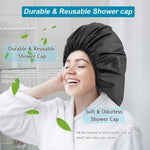 3 Pcs Super Jumbo Adjustable Satin Lined Shower Caps for Long Hair & Braids, Extra Large Shower Cap for Women & Men, Reusable XL with Waterproof Edge for Dreadlocks, Locs (Black) - PHamily Hair Care 