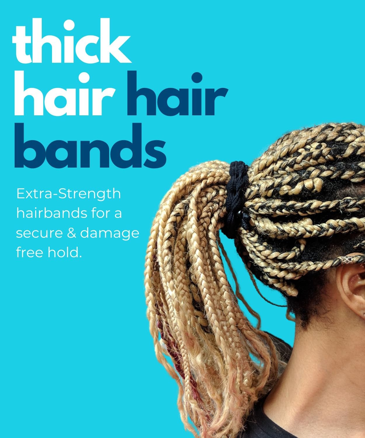 Large Hair Band for Thick, Curly, Natural Hair - Cushioned No Damage HNO HEADACHES – Tired of the scalp tension and pain caused by other hair rubber bands? Bunzees woven cushions absorb and alleviate most of the pulling, yanking and tuBraids, Pineapple Hair - Afro Puff Ponytail Holder - Adjustable, Extra Stretchy (Black 2Pk)