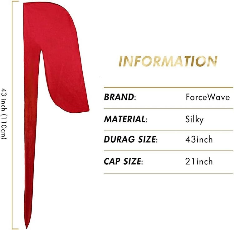 4PCS Silky Durags for Men Women 360 Waves with 1 Wave Cap, Silky Satin Durag Extra Long Tails