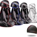 4PCS Silky Durags for Men Women 360 Waves with 1 Wave Cap, Silky Satin Durag Extra Long Tails - PHamily Hair Care 
