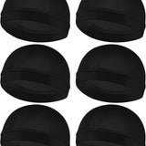 6Pcs Wave Cap for Men Silky Durags Elastic Band Wave Caps for 360 540 720 Waves Soft Breathable Satin Durag Unisex Adults Kids Skullies Beanies Hats Shower Cap