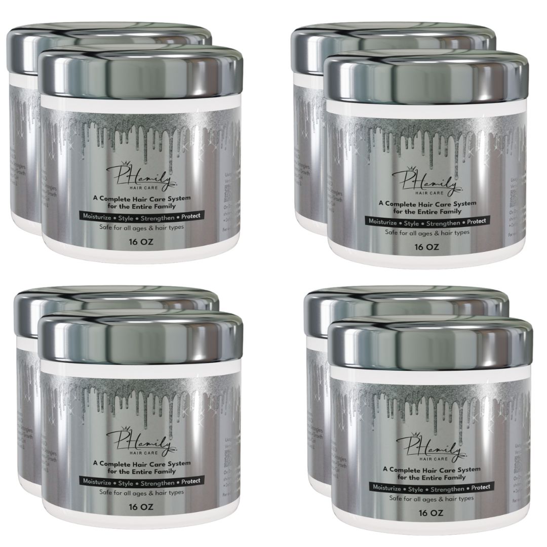 8-Jar Bundle: NEW PHamily Hair Care – The Ultimate All-in-One Moisturizer & Styler (16 oz) - PHamily Hair Care 