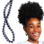 Large Hair Band for Thick, Curly, Natural Hair - Cushioned No Damage Hair Ties Ideal for Braids, Pineapple Hair - Afro Puff Ponytail Holder - Adjustable, Extra Stretchy (Black 2Pk)