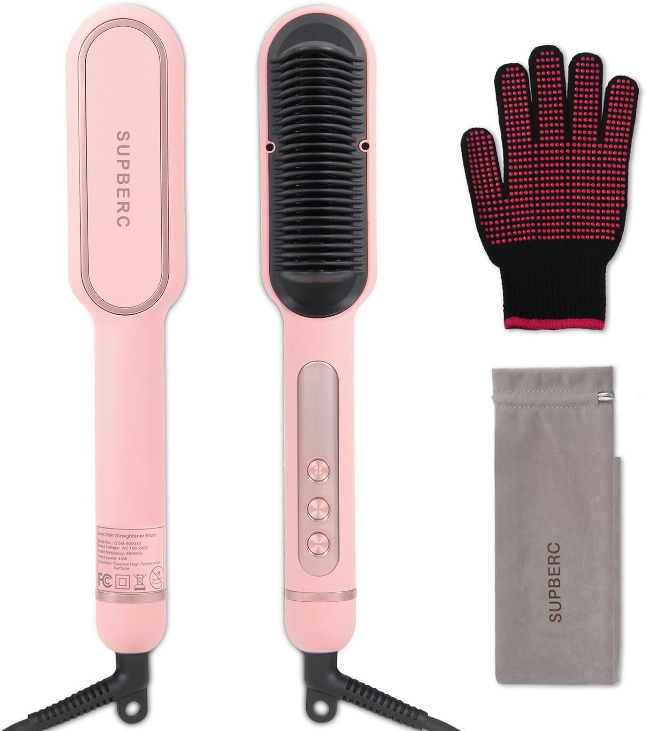 Negative Ionic Hair Straightener Brush with 9 Temp Settings, 30S Fast Negative Ionic Effect: Millions of negative Ionic built in hair straightener brush, when you brush your hair, it can help the hair lock in moisture and provide a pro9 Temp Settings, 30S Fast Heating Hair Straightening Comb