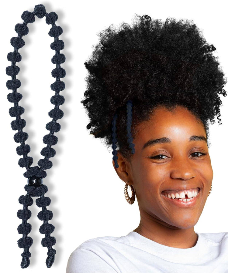 Large Hair Band for Thick, Curly, Natural Hair - Cushioned No Damage HNO HEADACHES – Tired of the scalp tension and pain caused by other hair rubber bands? Bunzees woven cushions absorb and alleviate most of the pulling, yanking and tuBraids, Pineapple Hair - Afro Puff Ponytail Holder - Adjustable, Extra Stretchy (Black 2Pk)