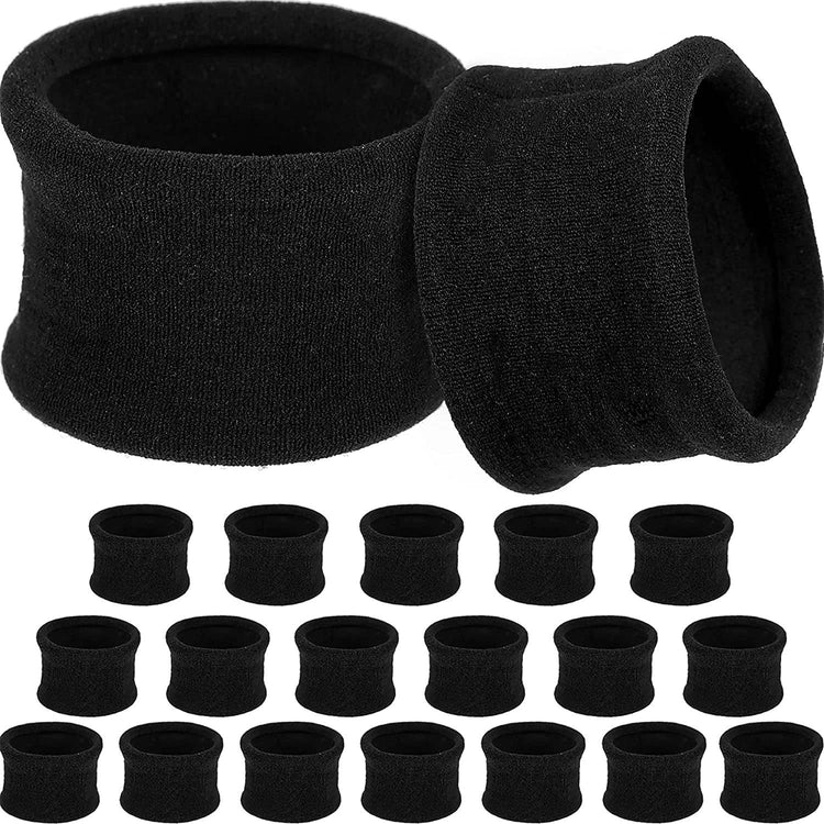 20 Large Cotton Stretch Hair Ties - Thick Hair, 6.5 cm Diameter (Black)