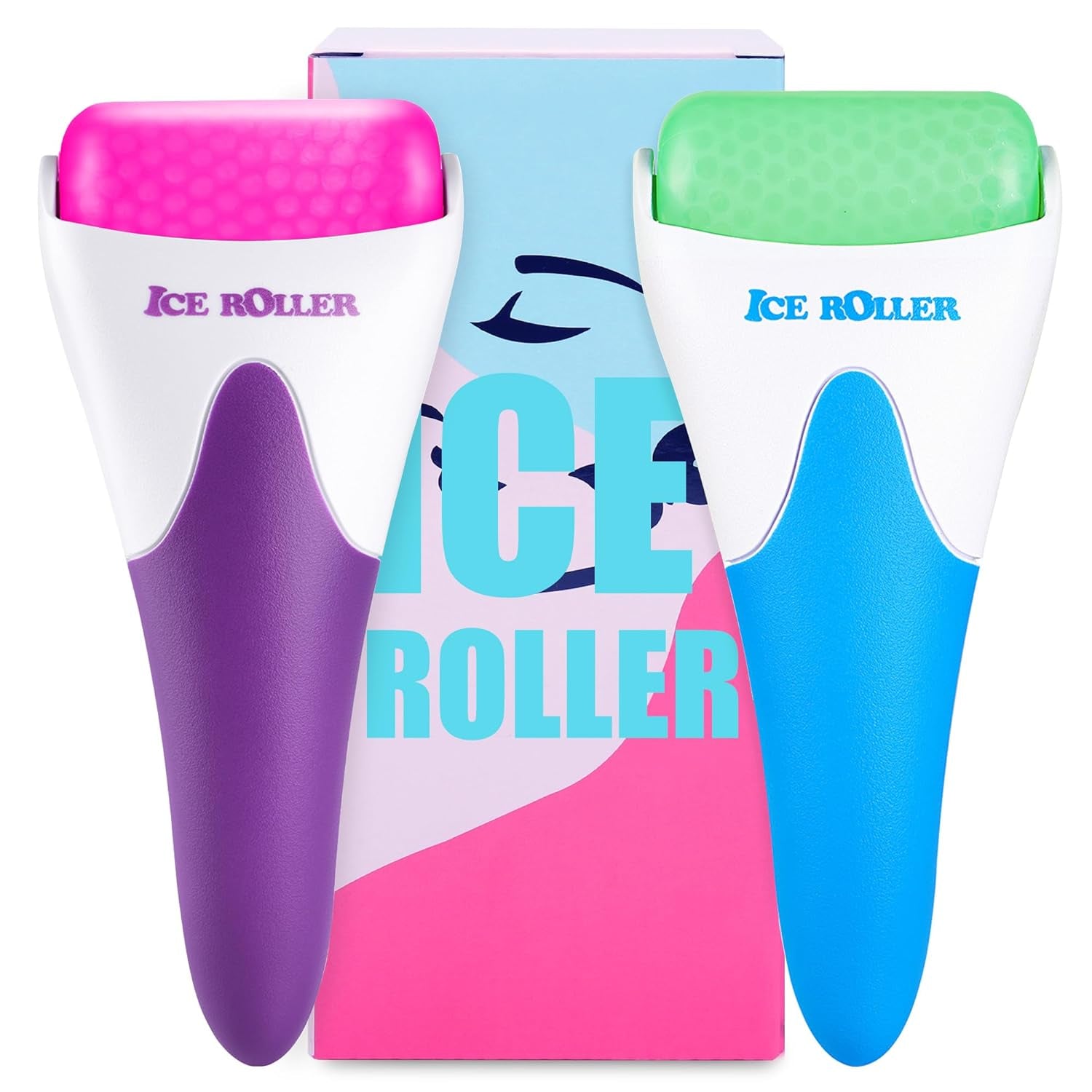 Ice Roller for Face, Eyes and Whole Body Relief, Face Roller Skin Care Tool for Migraine Relief and Blood Circulation,Ideal for All Skin Types (Pink)