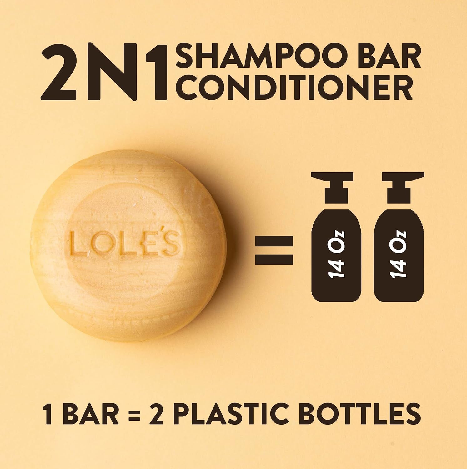 Shampoo Bar & Conditioner 2In1 with Jojoba Oil for Itchy Scalp & Dandruff, Moisturizes & Cleans Scalp, 99% Natural Origin Ingredients, Sustainably Sourced Beeswax, Free from Preservatives, Silicones, Soap, & Dyes, with Plastic Free Packaging, 3.5 Oz