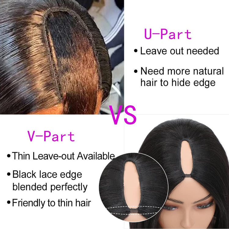 Yaki Straight V Part Wig Synthetic Hair for Black Women KRSI No Leave Out No Glue