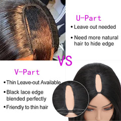 Yaki Straight V Part Wig Synthetic Hair for Black Women KRSI No Leave Out No Glue