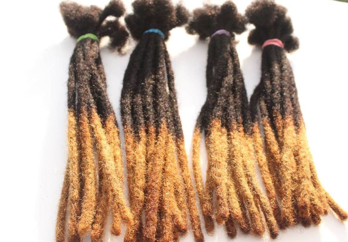 100% Human Hair Dreadloc Extensions with Honey Blonde Tips , Custom Permanent Dreads for Male Female Kids Locks 10 Locks per Bundle
