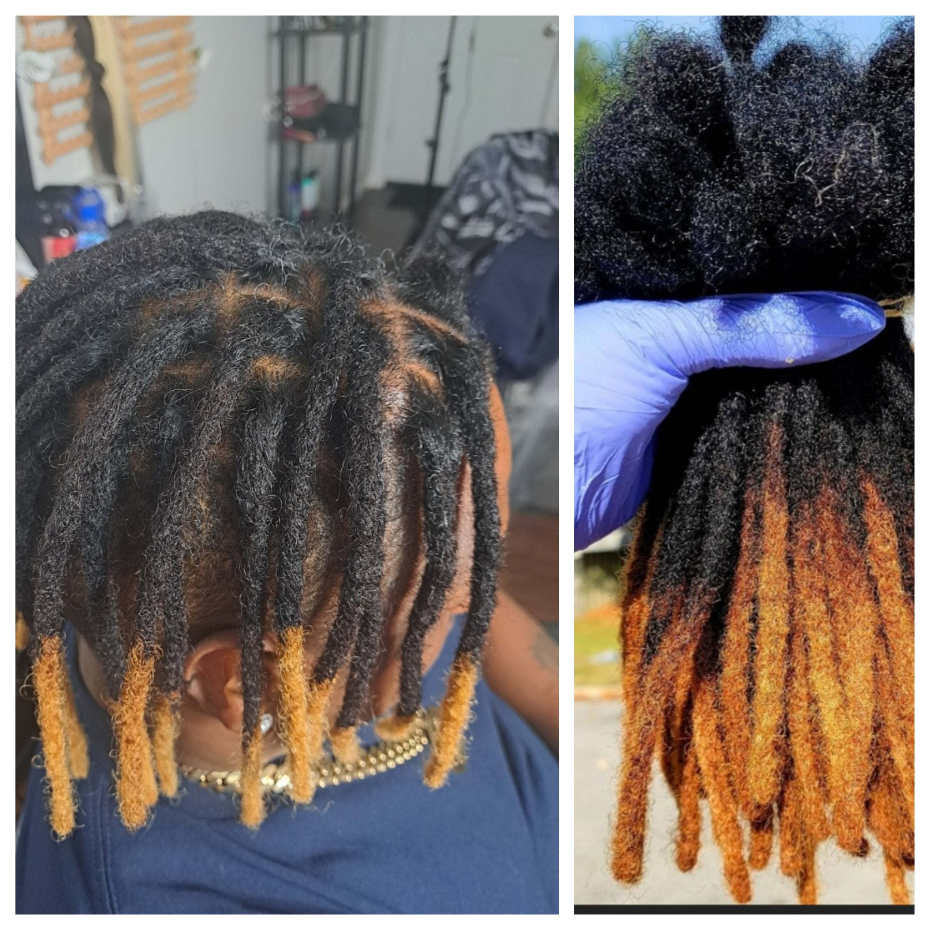100% Human Hair Dreadloc Extensions with Honey Blonde Tips , Custom Permanent Dreads for Male Female Kids Locks 10 Locks per Bundle