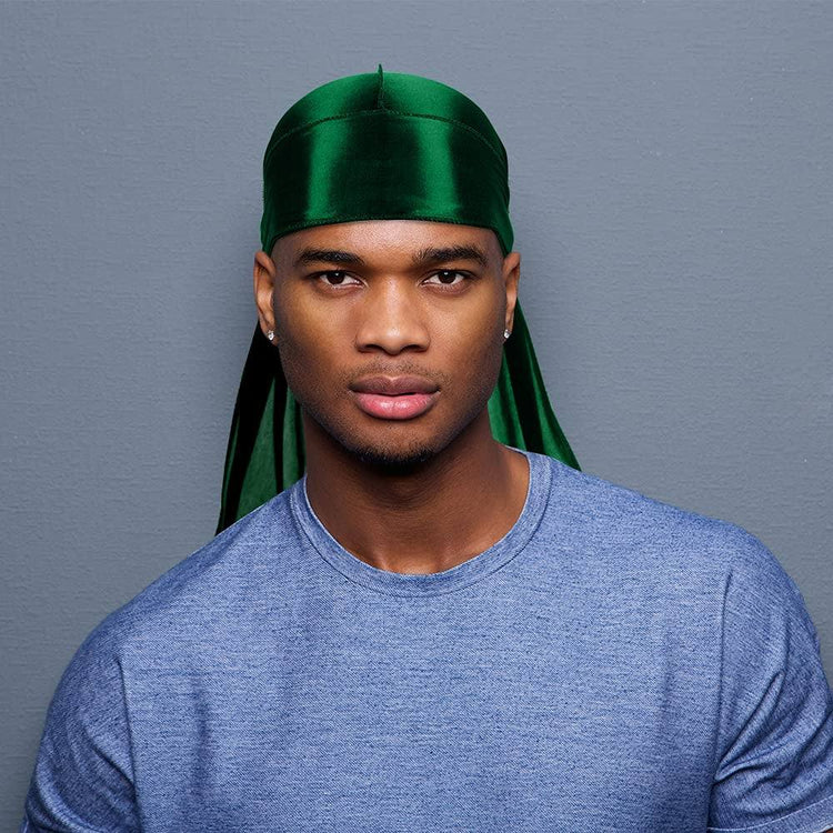 4 Pcs Silky Men Durag Headwraps with Long Tail and 4 Pcs Silk Wave Cap Perfect for 360 Waves