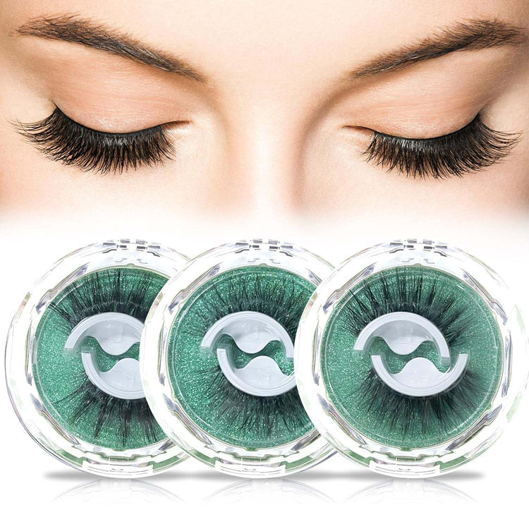 False Lashes, Self Adhesive Eyelashes, Waterproof Fake Eyelashes for Women, No Glue or Eyeliner Needed, Reusable False Eyelashes with Natural Look, 3 Pairs of Different Types