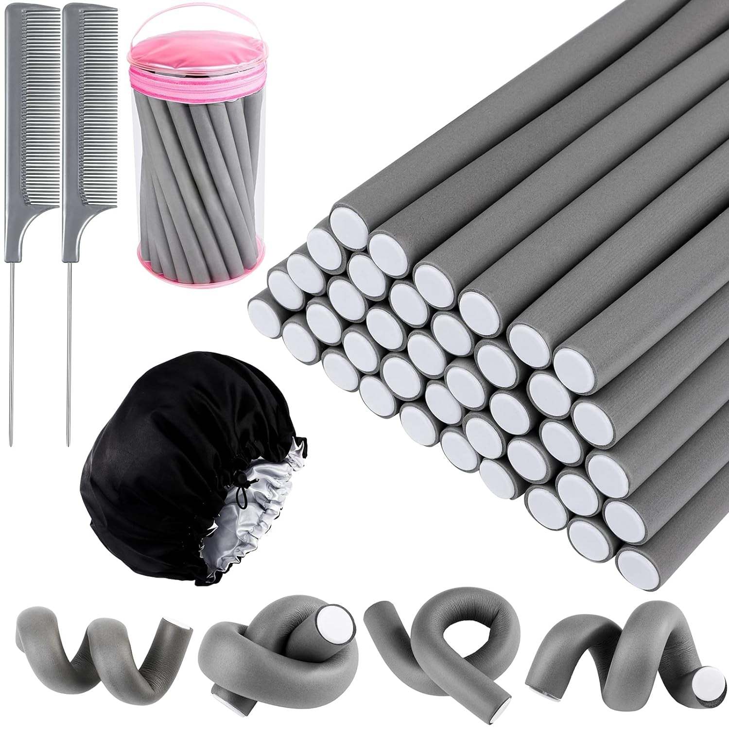 40 Pieces Flexible Curling Rods Set