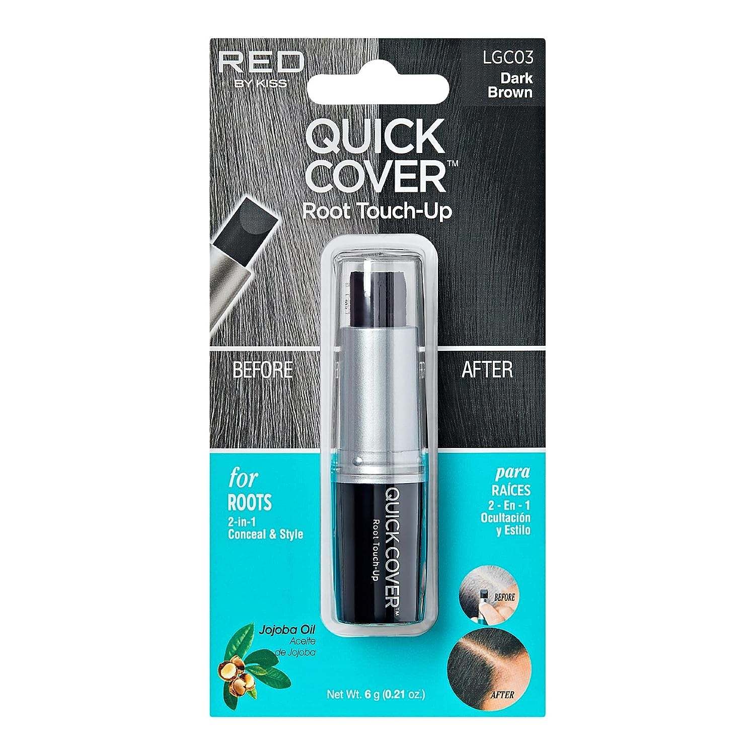 RED by  Quick Cover Root Touch up Stick Type Water-Resistant TemporaryEffortlessly conceal roots, grays, and regrowth areas with our RED by Kiss Temporary Hair Root Touch Up Stick, providing you with instant and precise coverage for a Quick Cover Root Touch