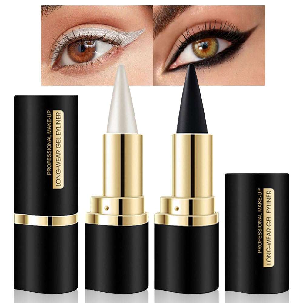 2Pcs Black Brown Gel Eyeliner Pencil Eye Black Face Paint Sticks Makeup Set Waterproof Matte Cream Crayon Eyeliner Pencil Set Cat Eye Liners Eyeshadow Lipstick Delineador De Ojos Contra El Agua