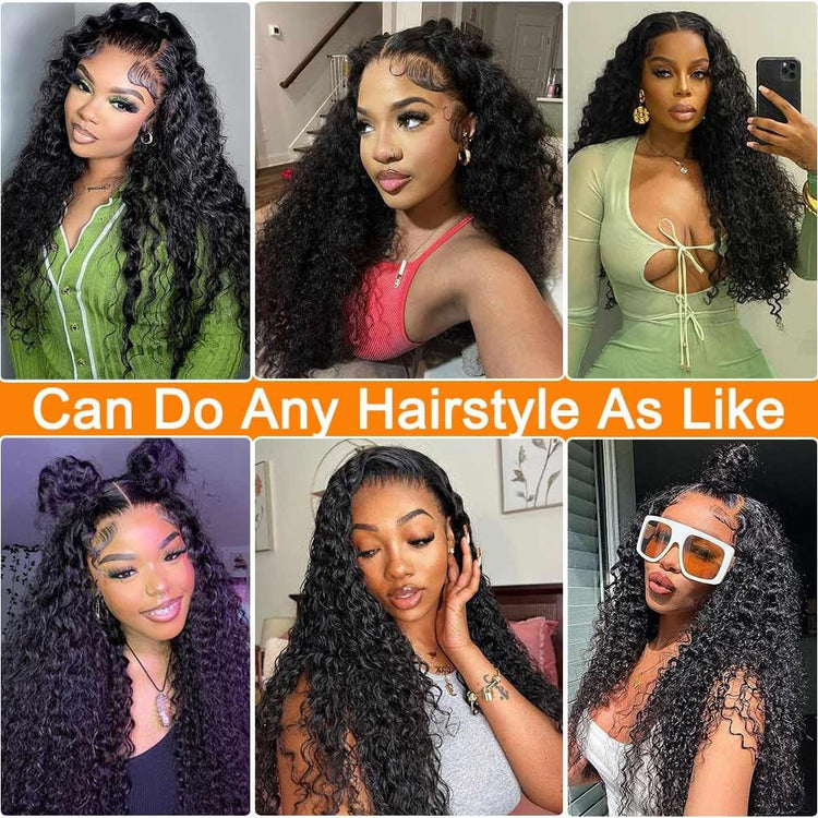 Wear and Go Glueless Wigs Human Hair Pre Plucked Pre Cut Deep Wave Lace Front Wigs 