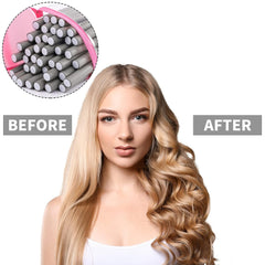 40 Pieces 9.45 x 0.71 Inch Flexible Curling Rods No Heat Hair Rollers Hair Curlers Set, 2 Comb, 1 Satin Bonnet, 1 Cosmetic Bag