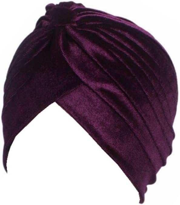 Pleated Stretch Ruffle Women'S Velvet Chemo Turban Hat Wrap Cover