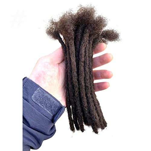 Human Hair Permanent Dreadlocks Extension Handmade Locs Small Size(Diameter 0.4Cm) 20 Strands/Pack (8", Salt and Pepper #39)