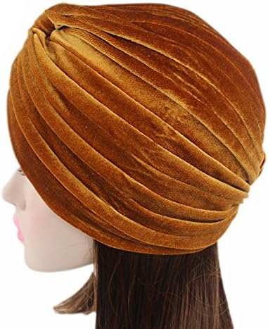 Pleated Stretch Ruffle Women'S Velvet Chemo Turban Hat Wrap Cover