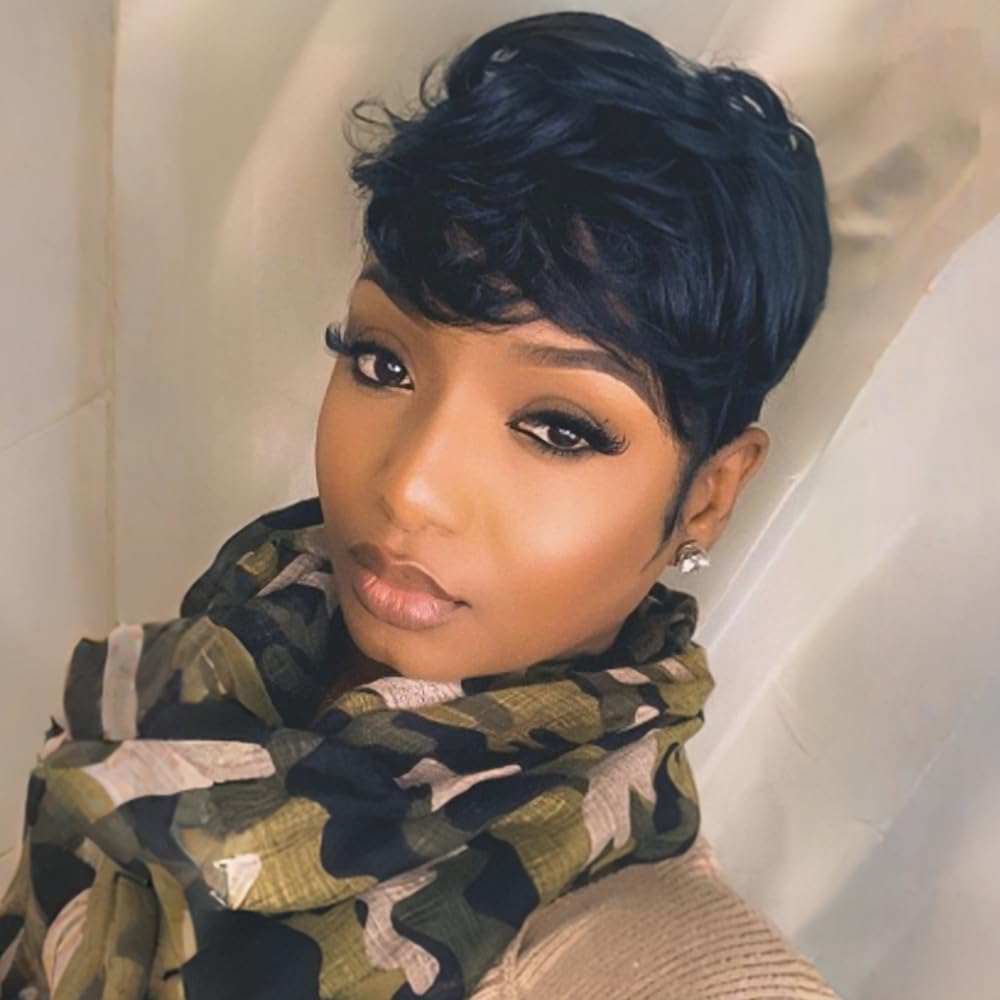 Grey Pixie Cut Wig with Bangs - Short and Fluffy, Natural Wavy Style for Black Women (Grey)











Worried that your wispy locks can't accommodate a bold short hairstyle? The combination of pixie cut hair and Gray color can give you a smartFluffy, Natural Wavy Style