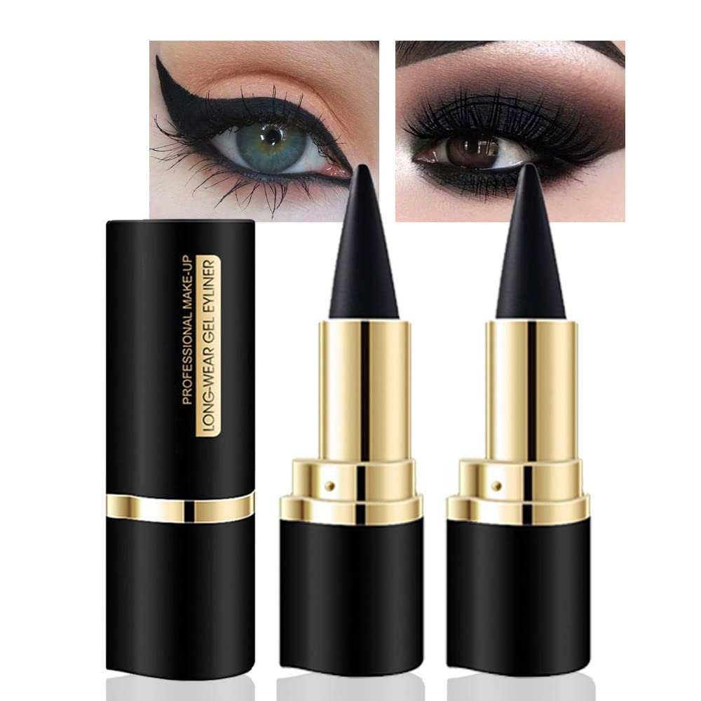 2Pcs Black Brown Gel Eyeliner Pencil Eye Black Face Paint Sticks Makeup Set Waterproof Matte Cream Crayon Eyeliner Pencil Set Cat Eye Liners Eyeshadow Lipstick Delineador De Ojos Contra El Agua