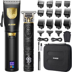 Hair Clippers for Men Professional, Cordless Clippers for Hair Cutting, Mens Hair Clippers and Trimmer Kit for Barber with LED Display 15 Guide Combs,Mens Christmas Gifts