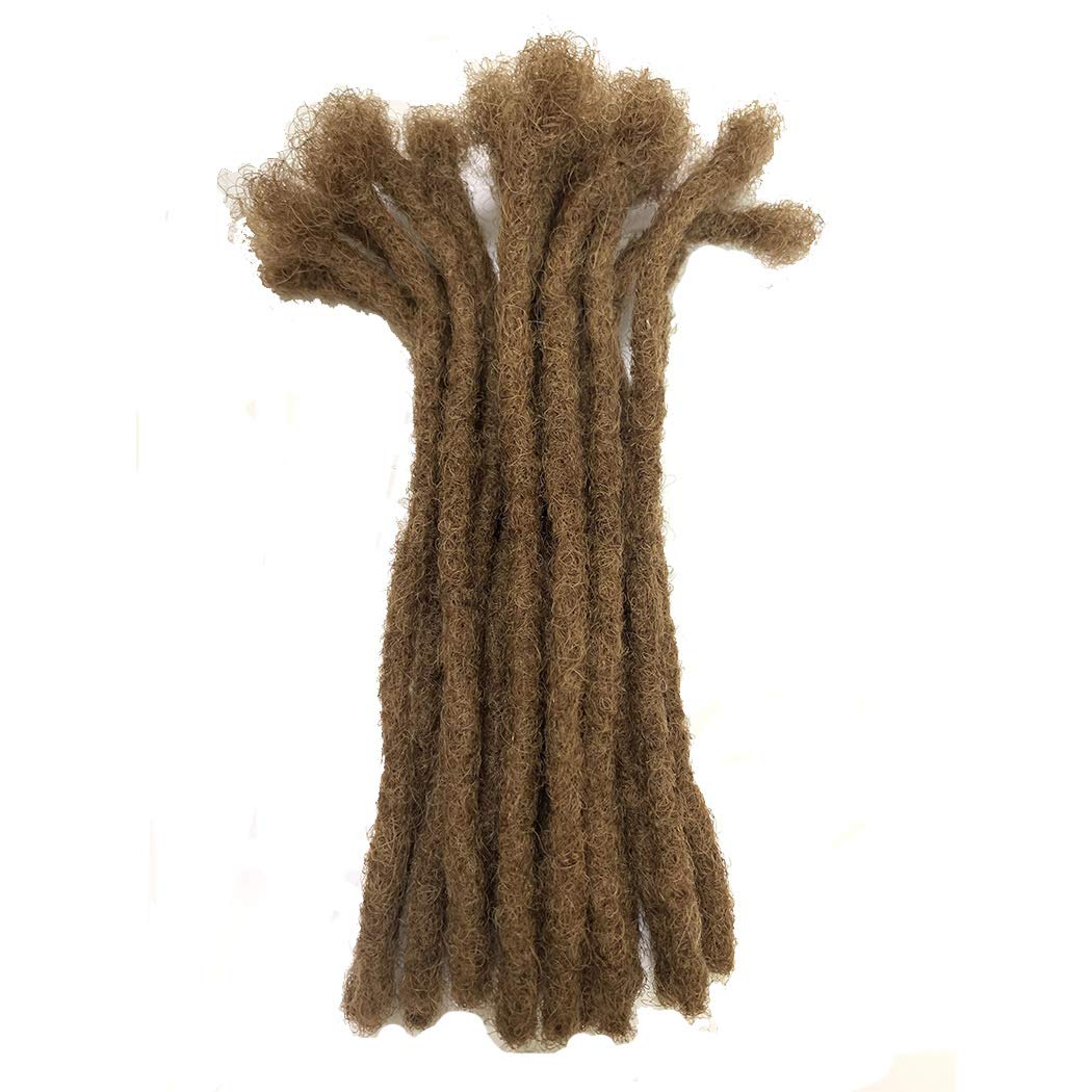 Human Hair Permanent Dreadlocks Extension Handmade Locs Small Size(Diameter 0.4Cm) 20 Strands/Pack (8", Salt and Pepper #39)