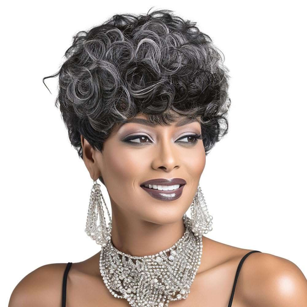 Grey Pixie Cut Wig with Bangs - Short and Fluffy, Natural Wavy Style for Black Women (Grey)











Worried that your wispy locks can't accommodate a bold short hairstyle? The combination of pixie cut hair and Gray color can give you a smartFluffy, Natural Wavy Style