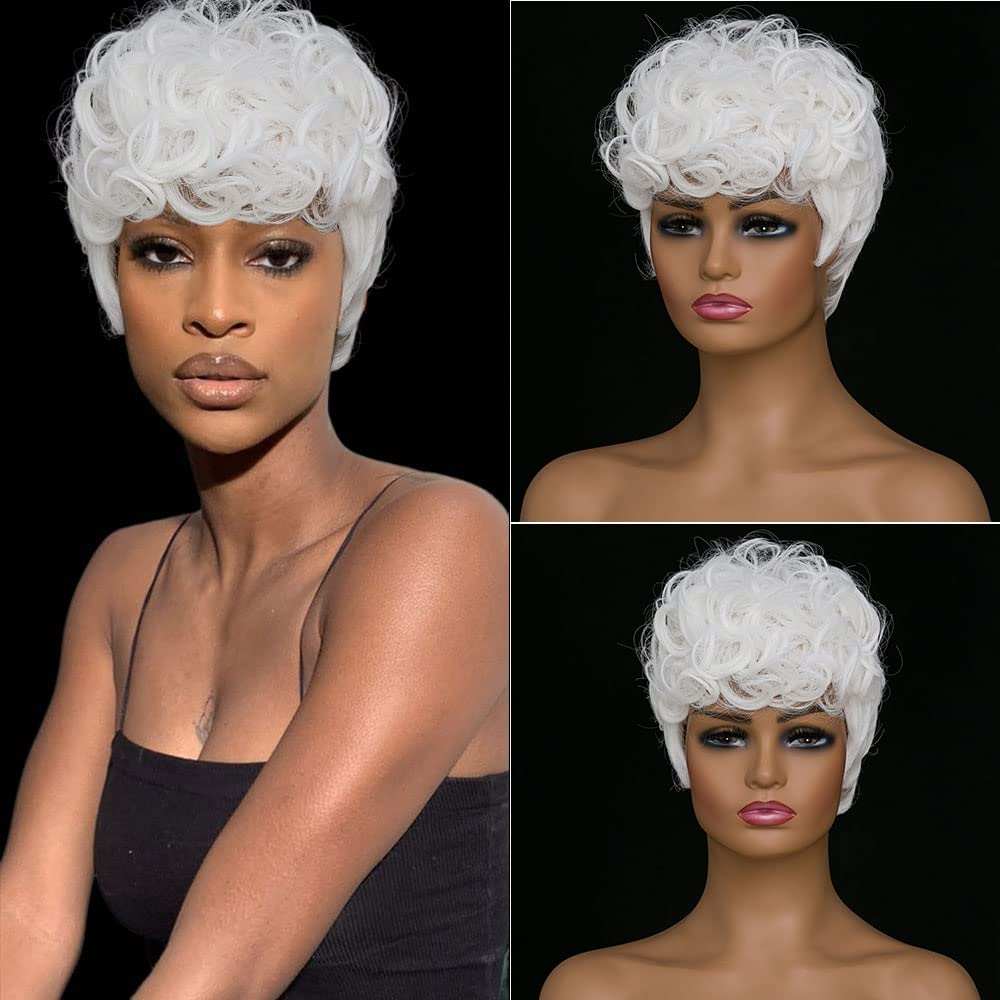 Grey Pixie Cut Wig with Bangs - Short and Fluffy, Natural Wavy Style for Black Women (Grey)











Worried that your wispy locks can't accommodate a bold short hairstyle? The combination of pixie cut hair and Gray color can give you a smartFluffy, Natural Wavy Style