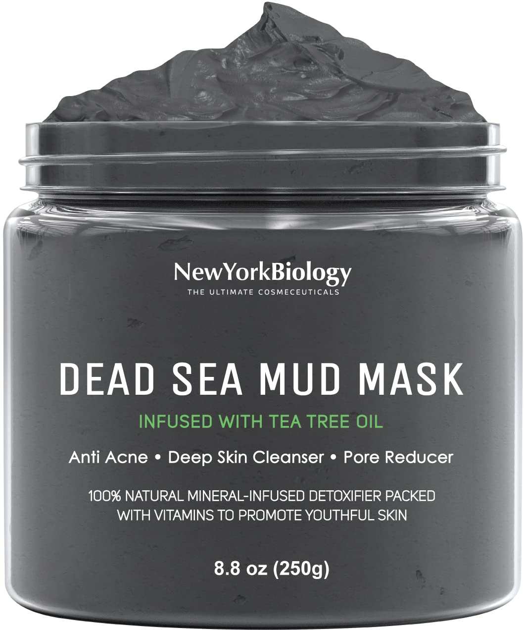 New York Biology Dead Sea Mud Mask for Face and Body - Spa Quality Pore Reducer for Acne, Blackheads and Oily Skin, Natural Skincare for Women, Men - Tightens Skin for a Healthier Complexion - 8.8 Oz