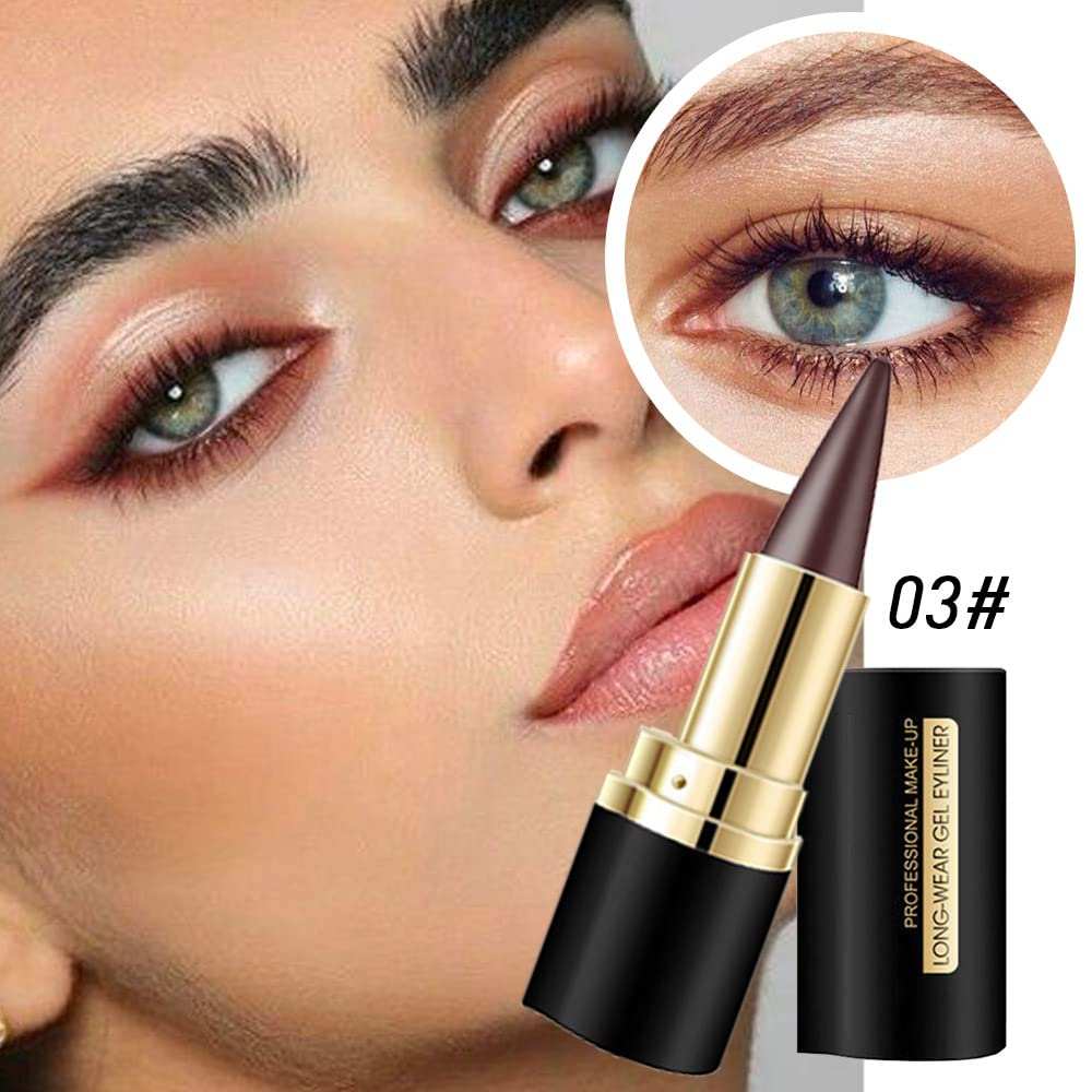 2Pcs Black Brown Gel Eyeliner Pencil Eye Black Face Paint Sticks Makeup Set Waterproof Matte Cream Crayon Eyeliner Pencil Set Cat Eye Liners Eyeshadow Lipstick Delineador De Ojos Contra El Agua