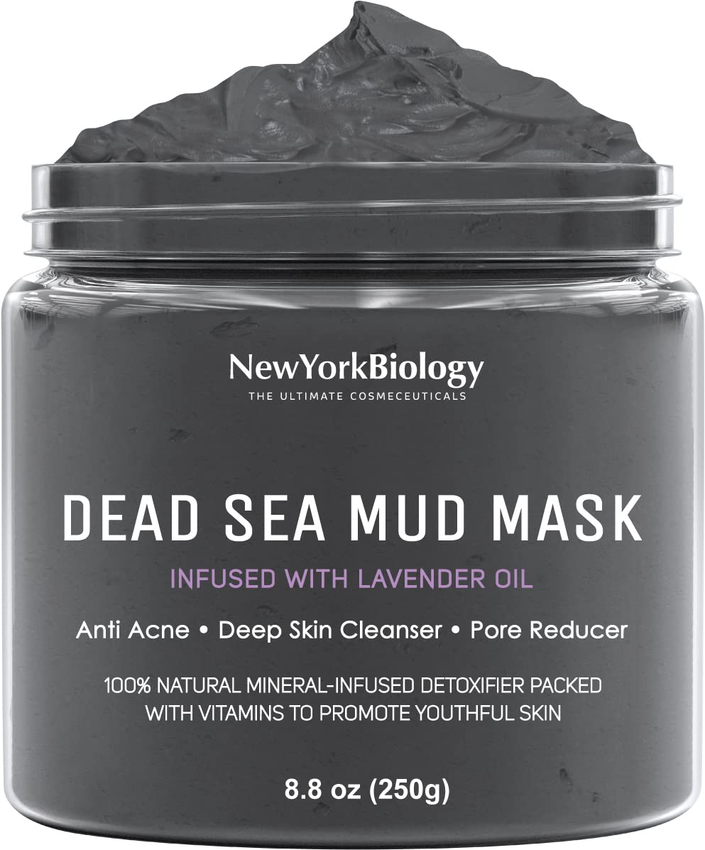 New York Biology Dead Sea Mud Mask for Face and Body - Spa Quality Pore Reducer for Acne, Blackheads and Oily Skin, Natural Skincare for Women, Men - Tightens Skin for a Healthier Complexion - 8.8 Oz