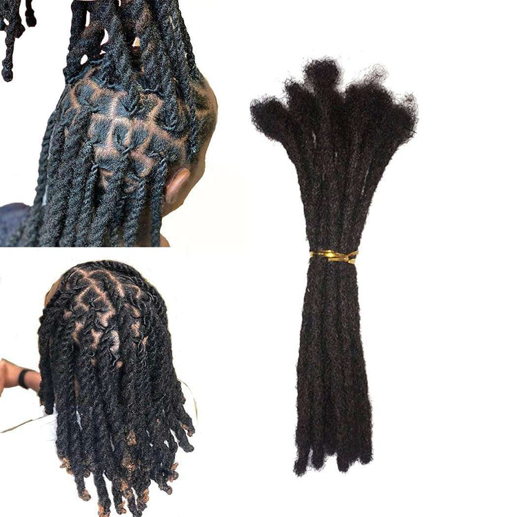 Human Hair Permanent Dreadlocks Extension Handmade Locs Small Size(Diameter 0.4Cm) 20 Strands/Pack (8", Salt and Pepper #39)