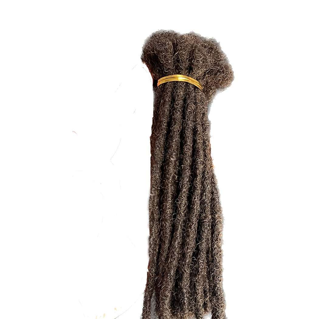 Human Hair Permanent Dreadlocks Extension Handmade Locs Small Size(Diameter 0.4Cm) 20 Strands/Pack (8", Salt and Pepper #39)