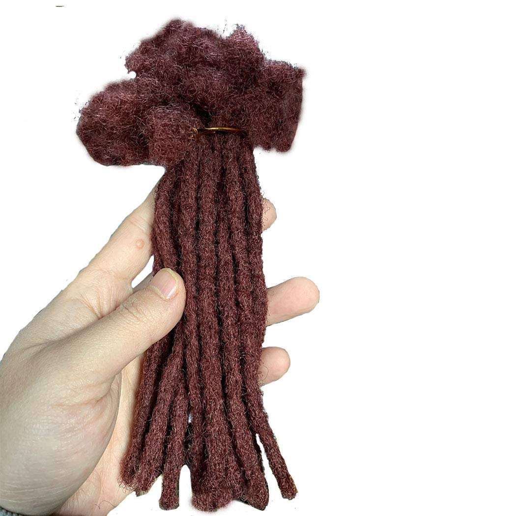 Human Hair Permanent Dreadlocks Extension Handmade Locs Small Size(Diameter 0.4Cm) 20 Strands/Pack (8", Salt and Pepper #39)