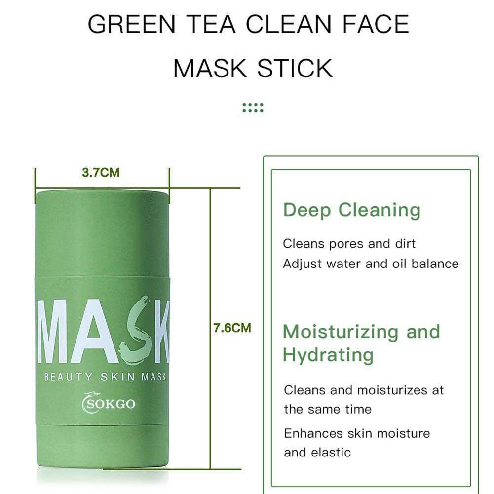 Green Tea Purifying Clay Face Mask, Cleansing Mud Mask for Men and WomPowerful cleansing of pores: This is a characteristically modulated green tea oil-controlling solid mask that gently cleanses, effectively balances the skin, penetraWomen, Moisturizing Oil Control Shrink Remove Blackheads, Shrink Pores, Improve Skin Tone (Green Tea)