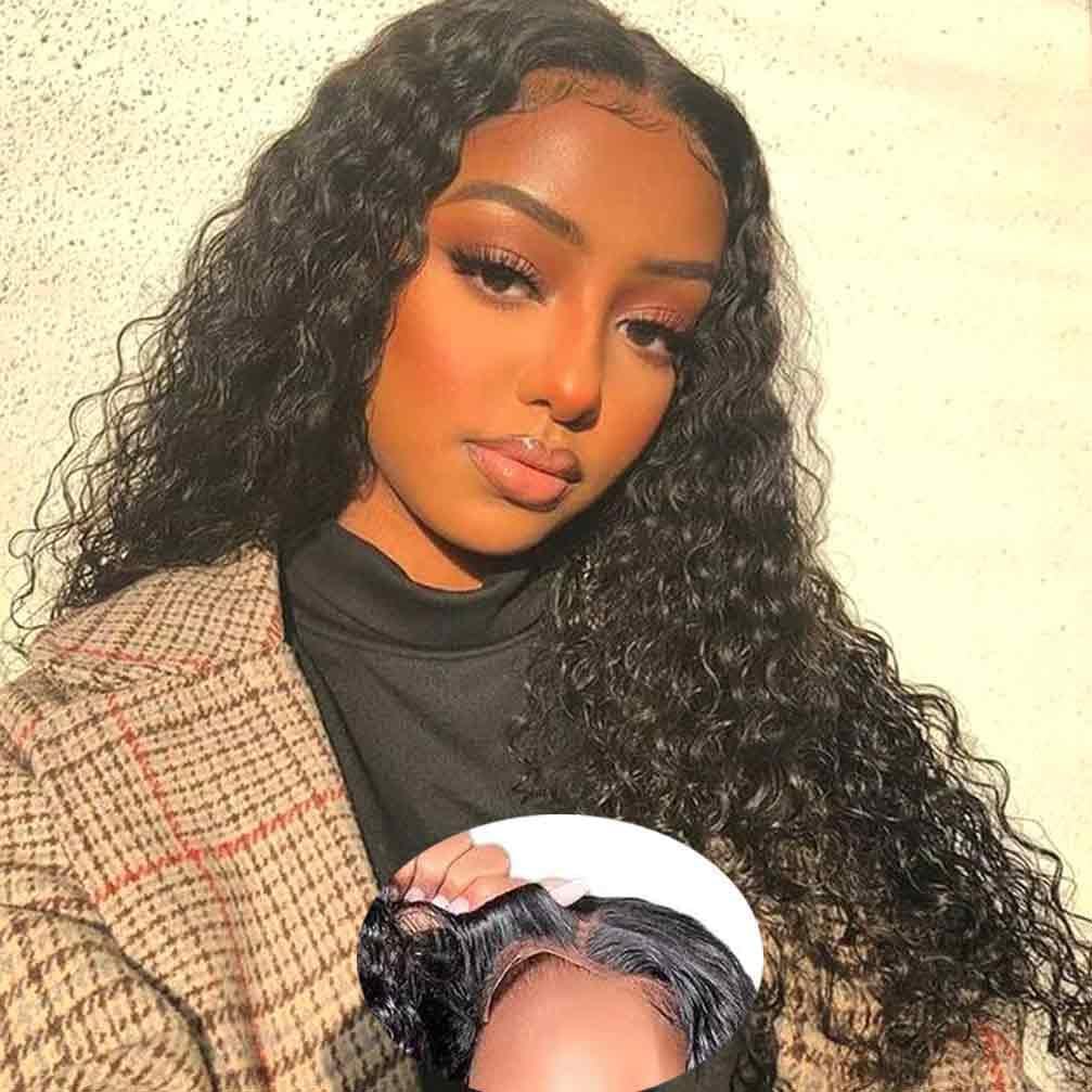 Wear and Go Glueless Wigs Human Hair Pre Plucked Pre Cut Deep Wave Lace Front Wigs 