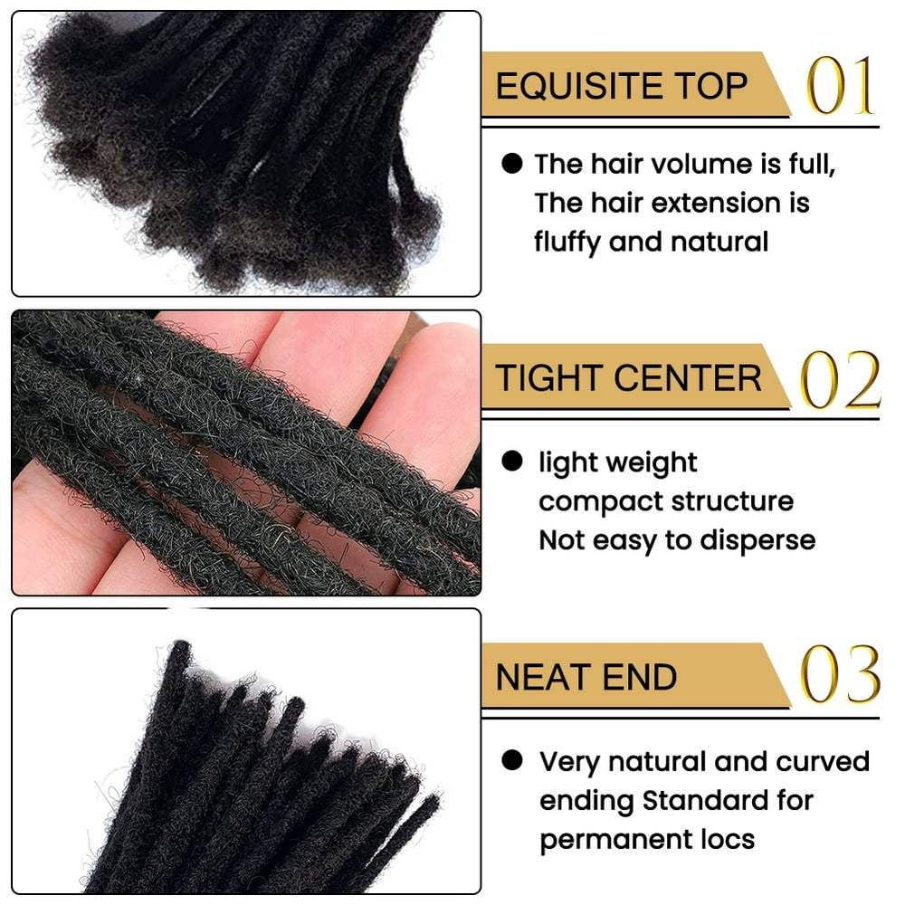 Dreadlock Extensions Loc Extensions Human Hair for Men/Women 30 Strands 6Inch 100% Real Human Hair Permanent Dreadlock Extensions Locs Extensions